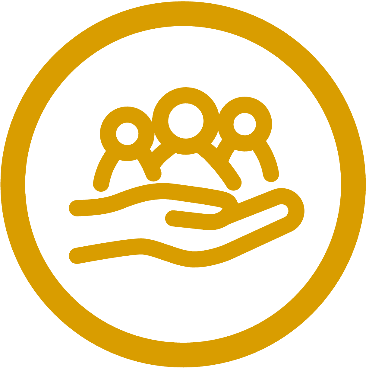 Icon of group of people appearing to be held in a hand