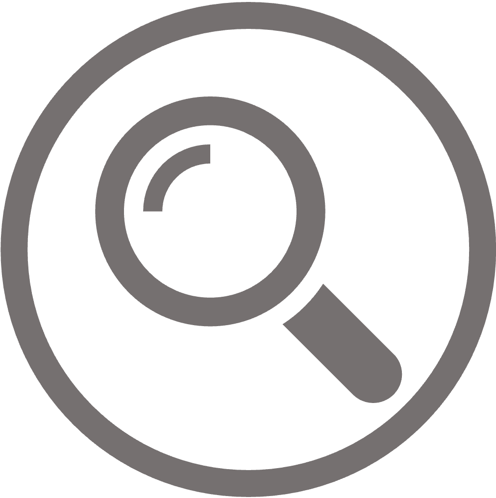 Icon of magnifying glass inside a circle