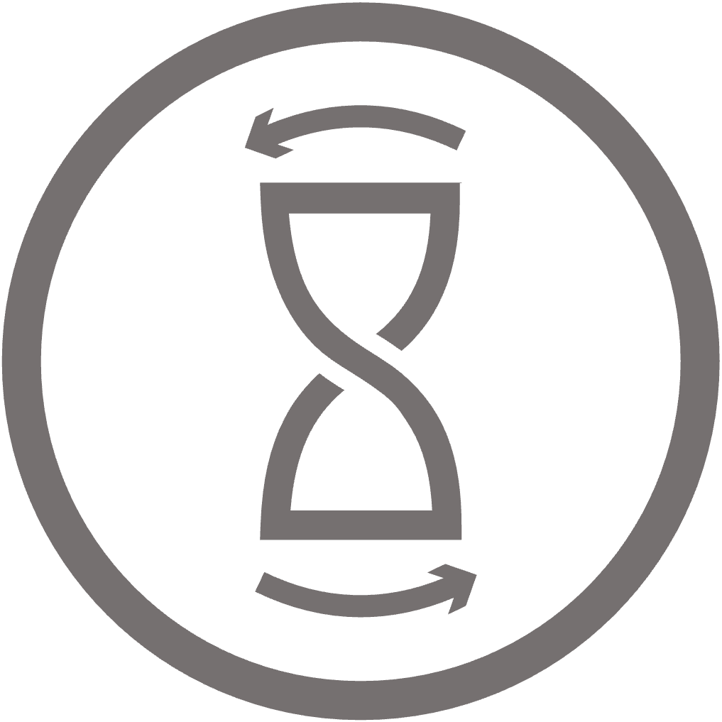 Circular icon of an object being twisted