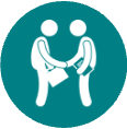 Icon of worker shaking hand with employer