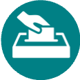 Icon of hand dropping ballot in a box