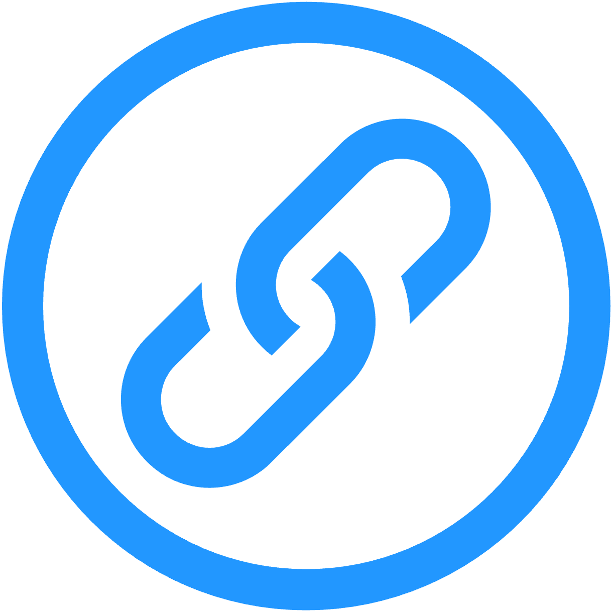 Circular icon of two linked chain links