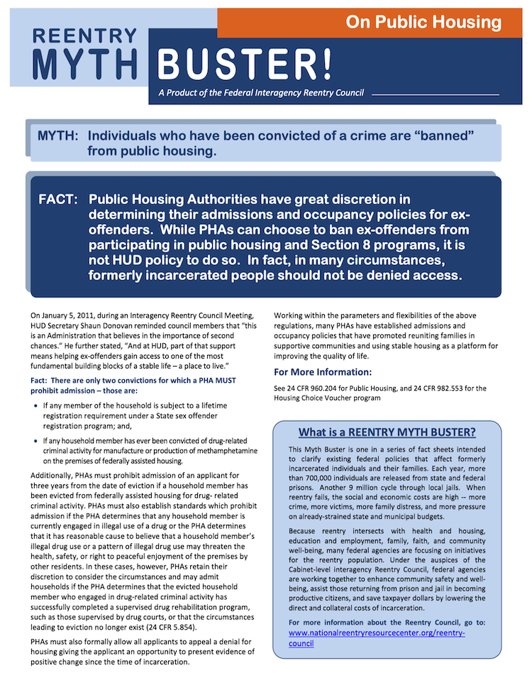 Myth Buster on Public Housing fact sheet