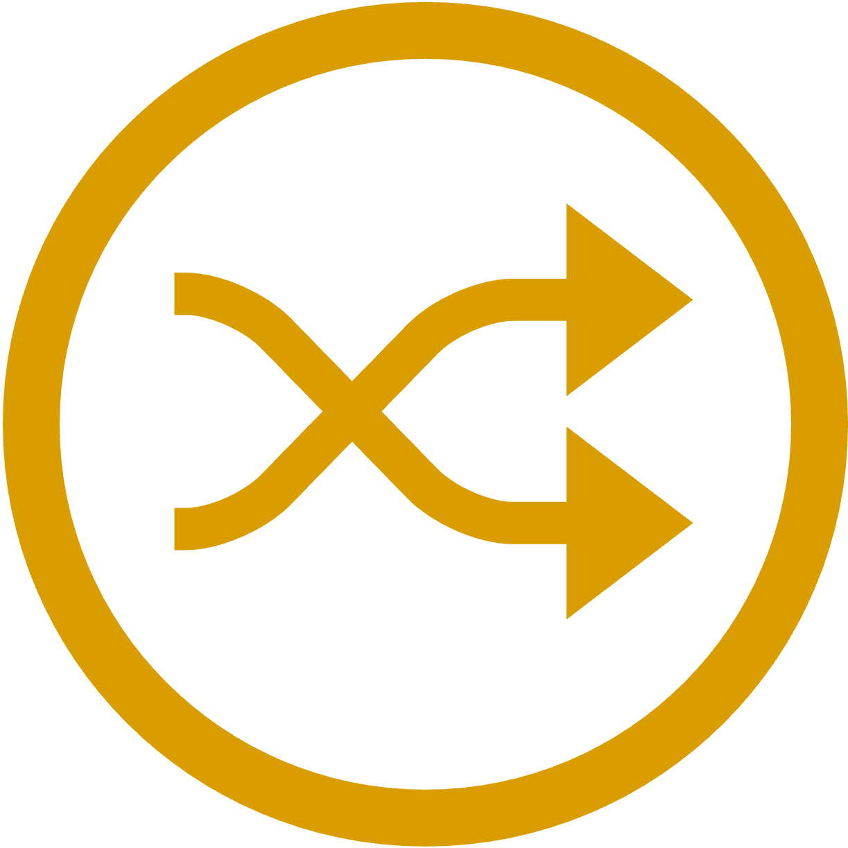 Icon of crossing arrows inside a circle