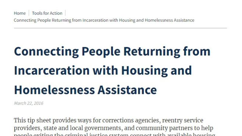 Connecting People Returning from Incarceration with Housing and Homelessness Assistance Cover