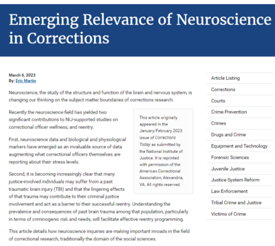 Emerging Relevance of Neuroscience in Corrections