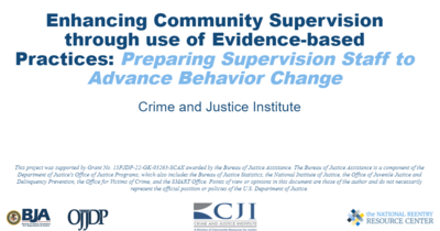 Enhancing Community Supervision Through Use Of Evidence-based Practices Cover
