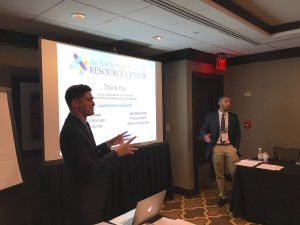 Ronin A. Davis (left) and Jan De la Cruz speak at a workshop called "Mentoring as a Component of Reentry: Considerations and Next Steps."